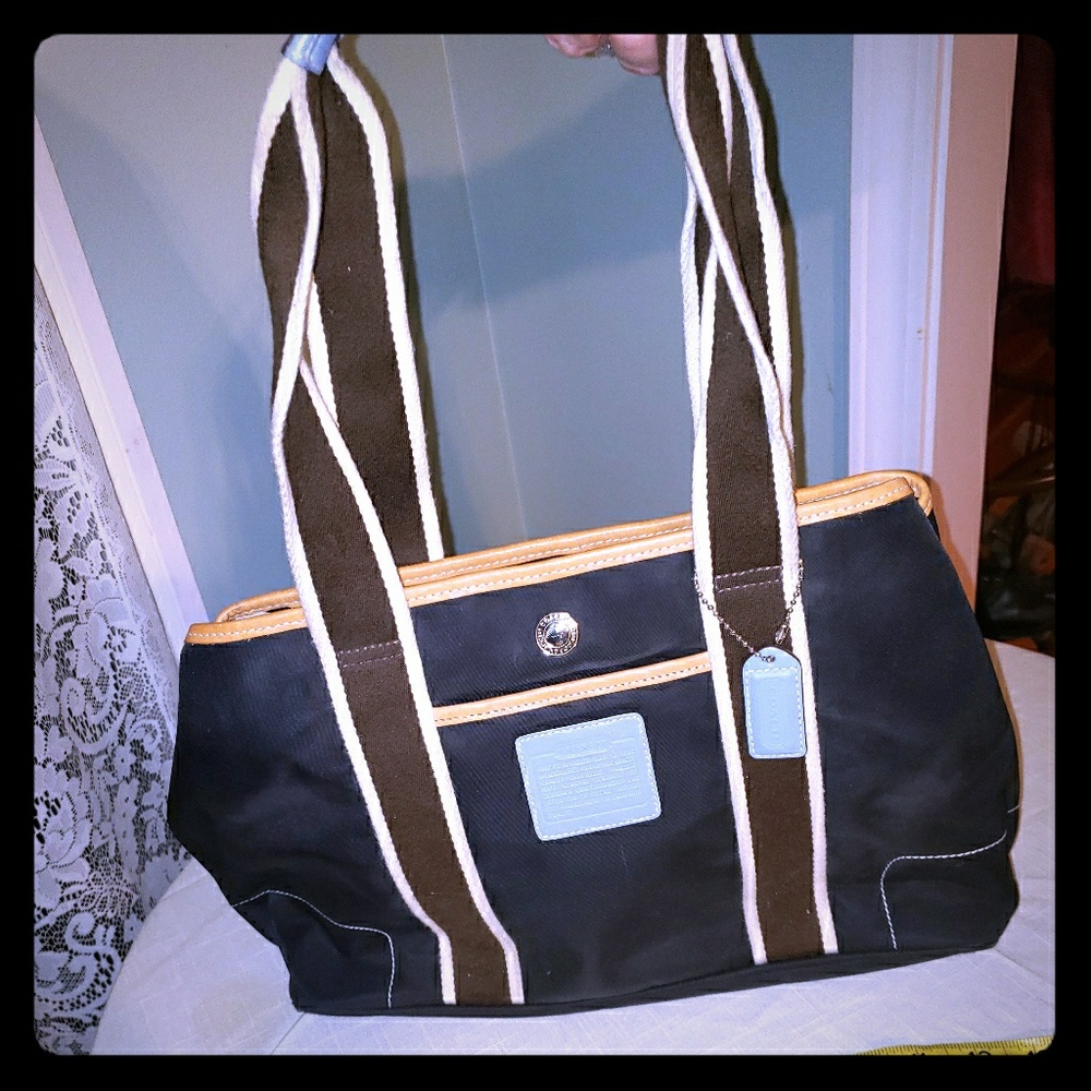 Black with blue handle Purse